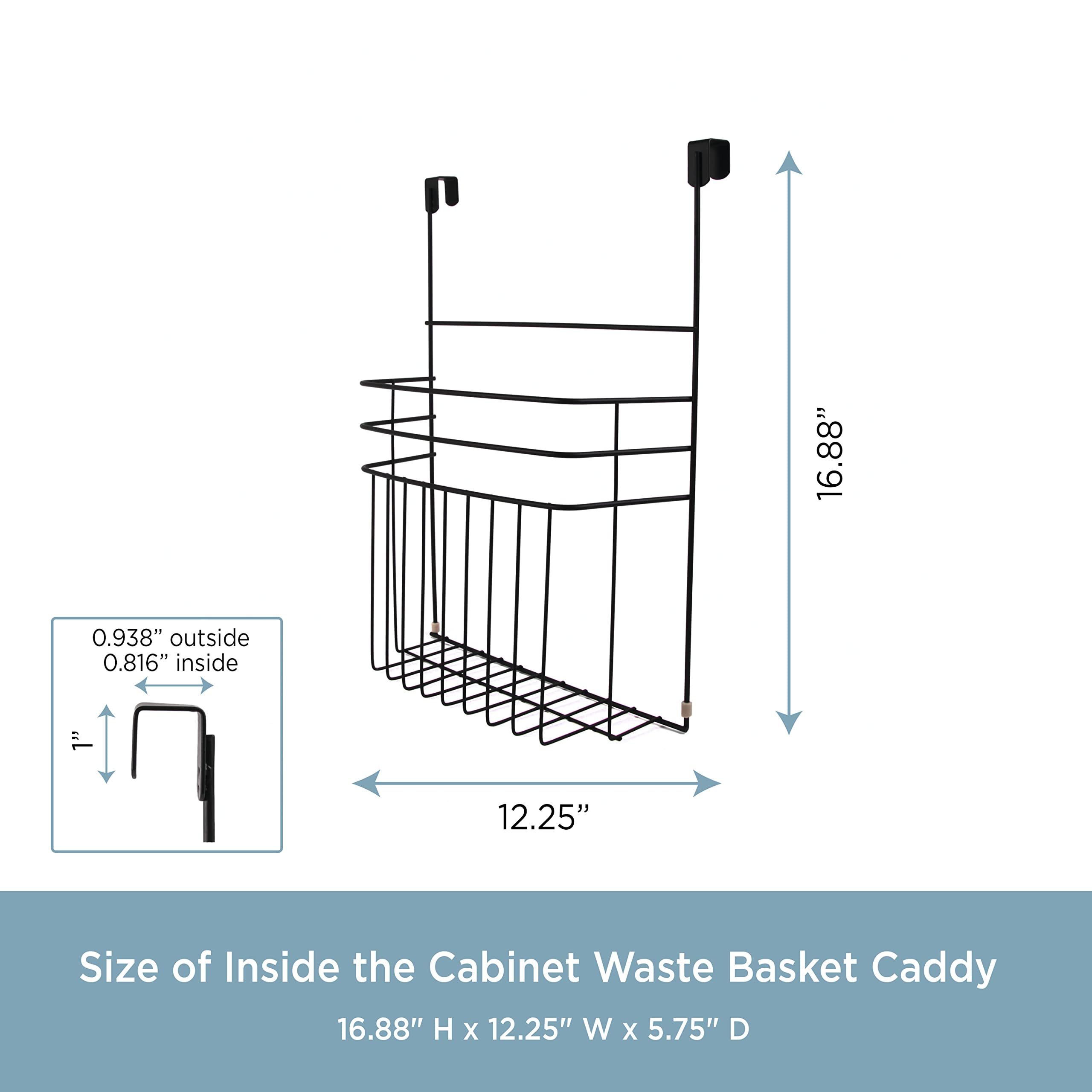 Kenney Inside the Cabinet Waste Basket Caddy, Black - Image 5