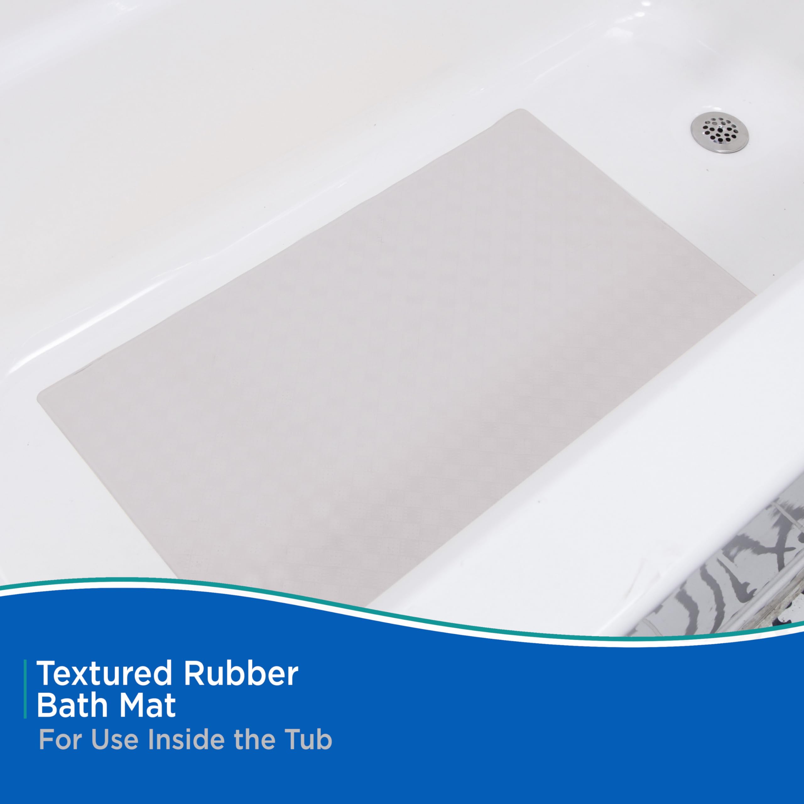Kenney KN61280 Textured Rubber Bath Mat, Shower Mat, Tub Mat with Suction Cups for Use Inside the Bathroom Shower, 27.5" L x 15.5" W, Off White - Image 3