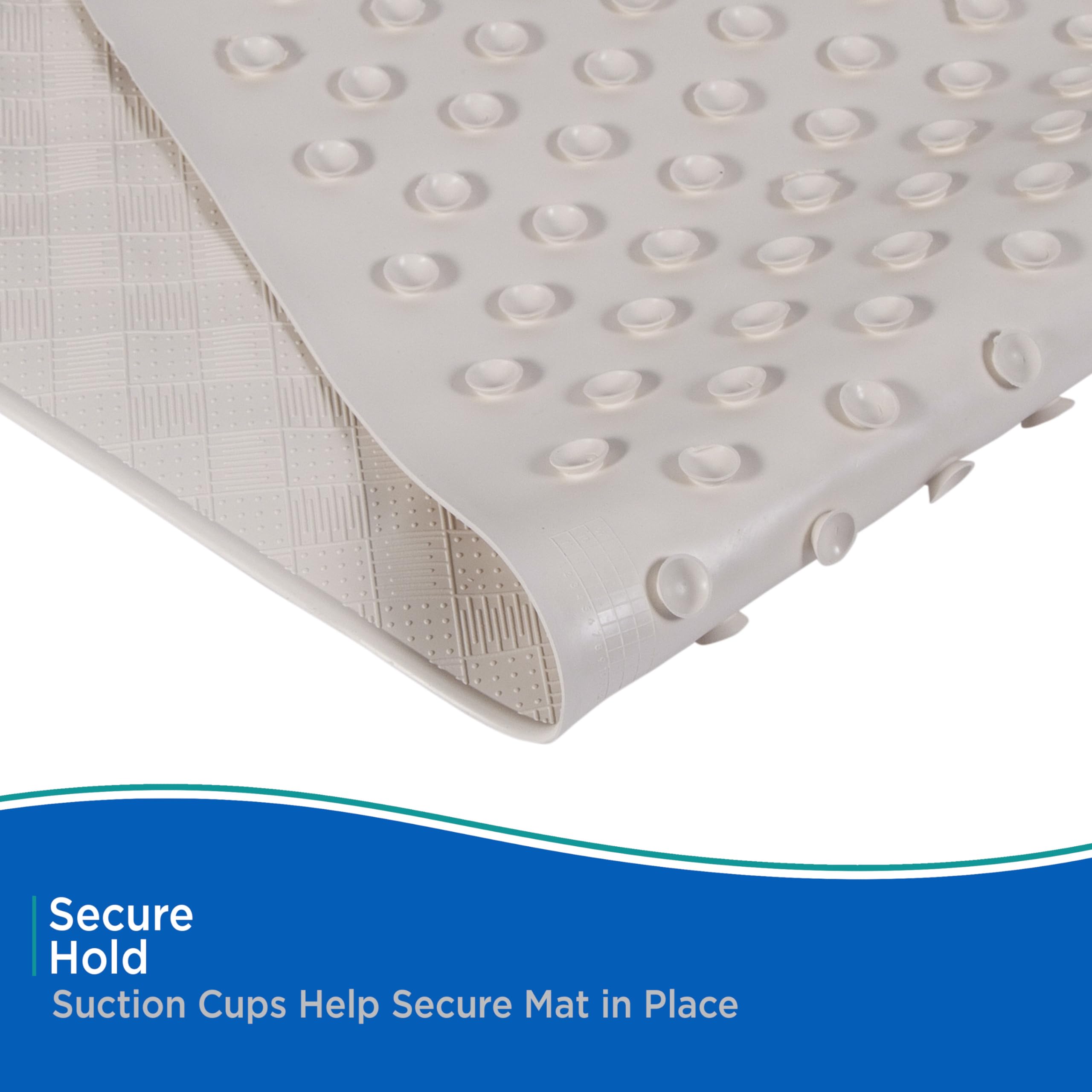 Kenney KN61280 Textured Rubber Bath Mat, Shower Mat, Tub Mat with Suction Cups for Use Inside the Bathroom Shower, 27.5" L x 15.5" W, Off White - Image 5