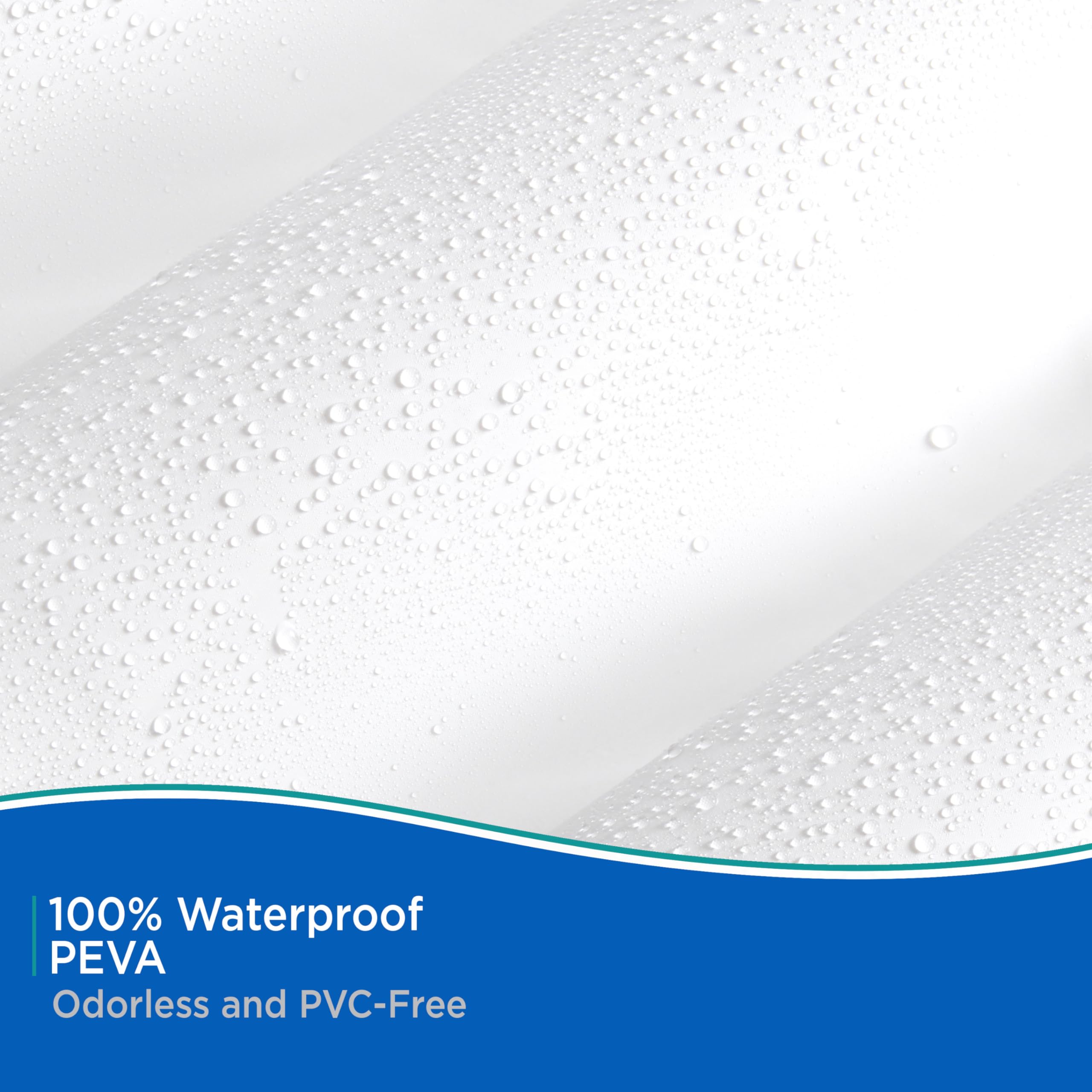 Kenney KN61450 Heavyweight 8 Gauge Waterproof PEVA Shower Curtain Liner with Rust-Resistant Metal Grommets and Weighted Magnetic Hem for Bathroom, 70" W x 72" H, White - Image 5