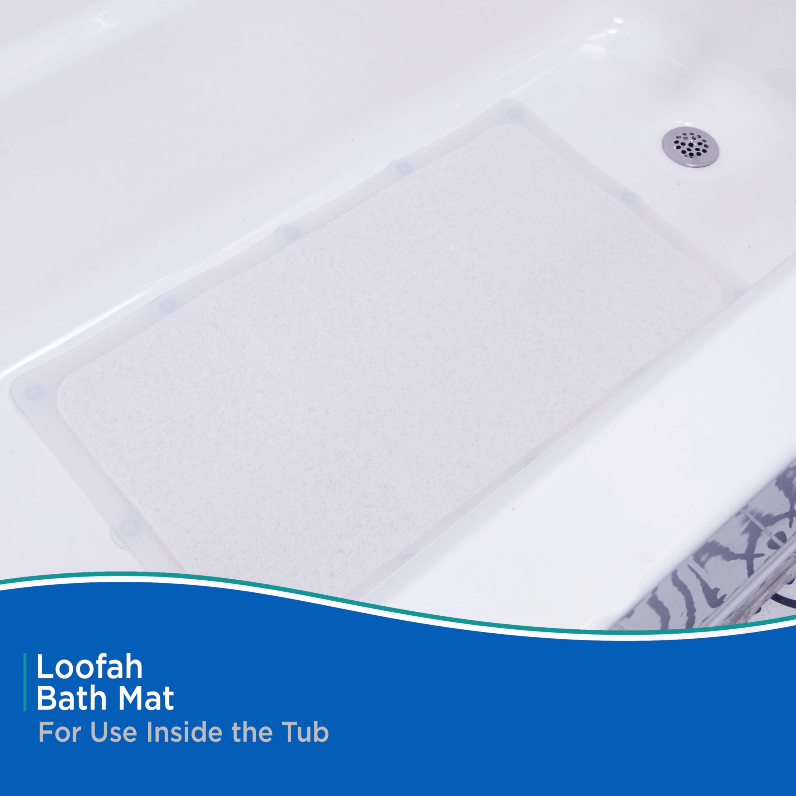 Kenney KN67258 Vinyl Loofah Bath Mat, Shower Mat, Tub Mat with Suction Cups for Use Inside the Bathroom Shower, 29" L x 17" W, Clear Frosted - Image 3