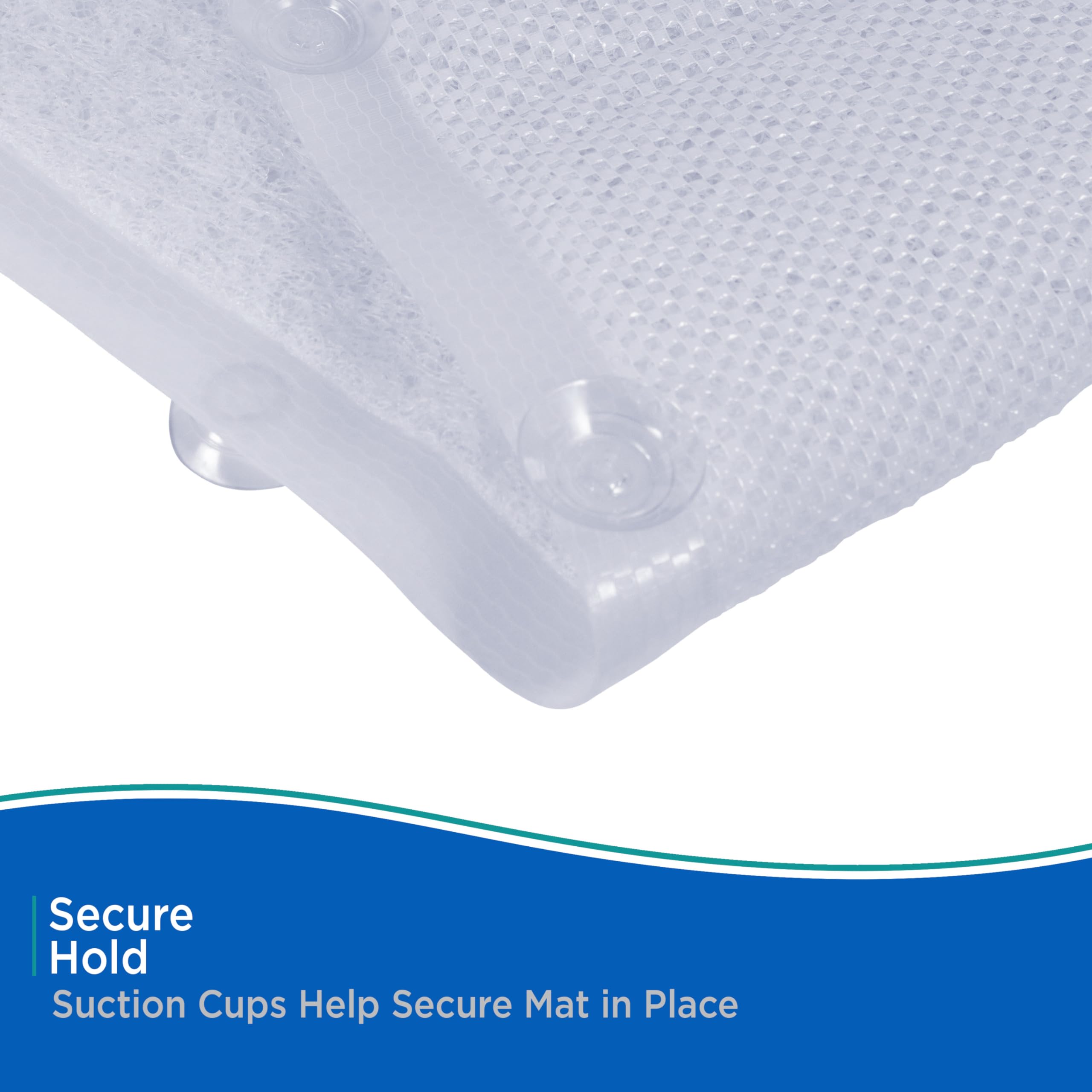 Kenney KN67258 Vinyl Loofah Bath Mat, Shower Mat, Tub Mat with Suction Cups for Use Inside the Bathroom Shower, 29" L x 17" W, Clear Frosted - Image 5
