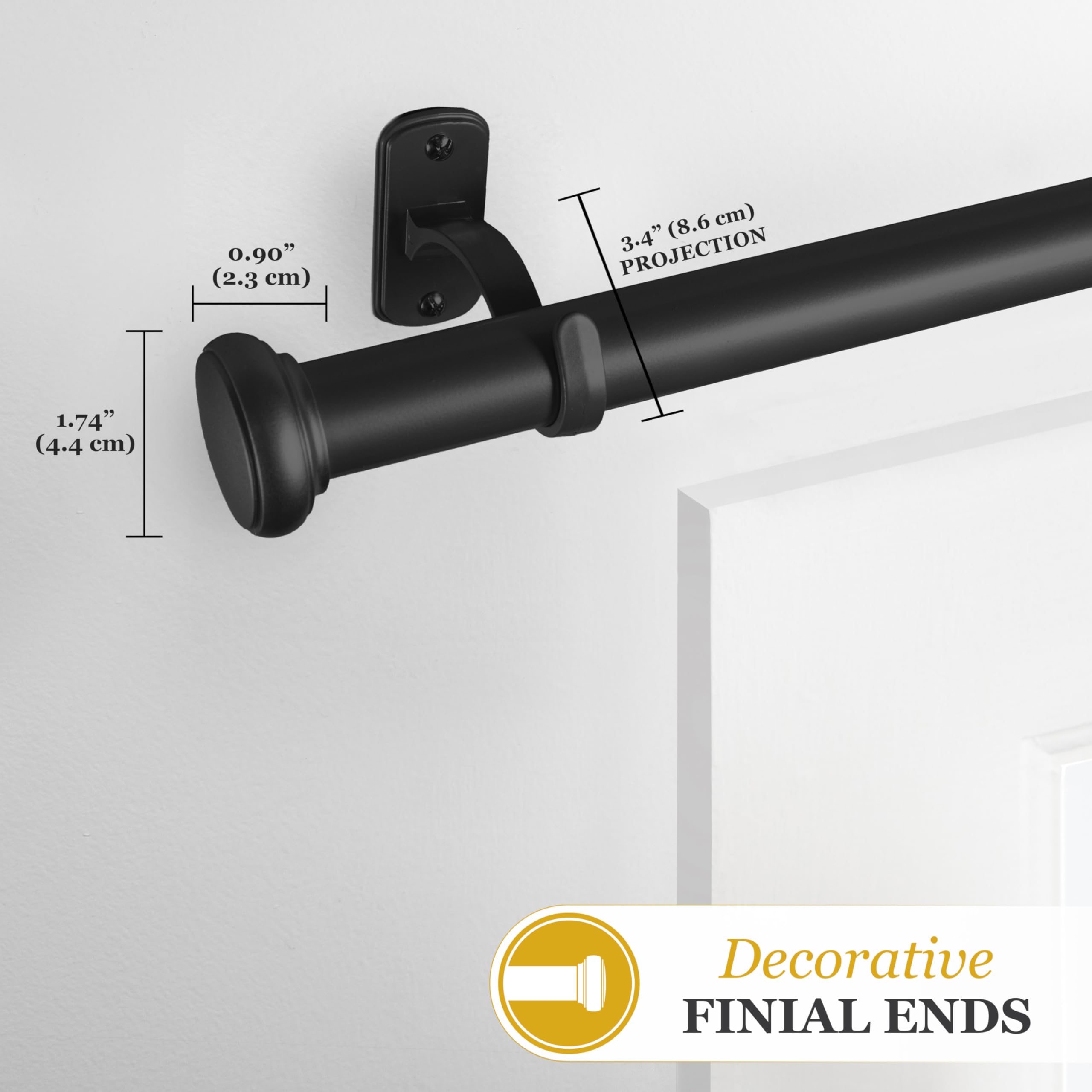 Kenney KN90001 1" Weaver Indoor/Outdoor Rust-Resistant Curtain Rod, 72-144", Black - Image 6