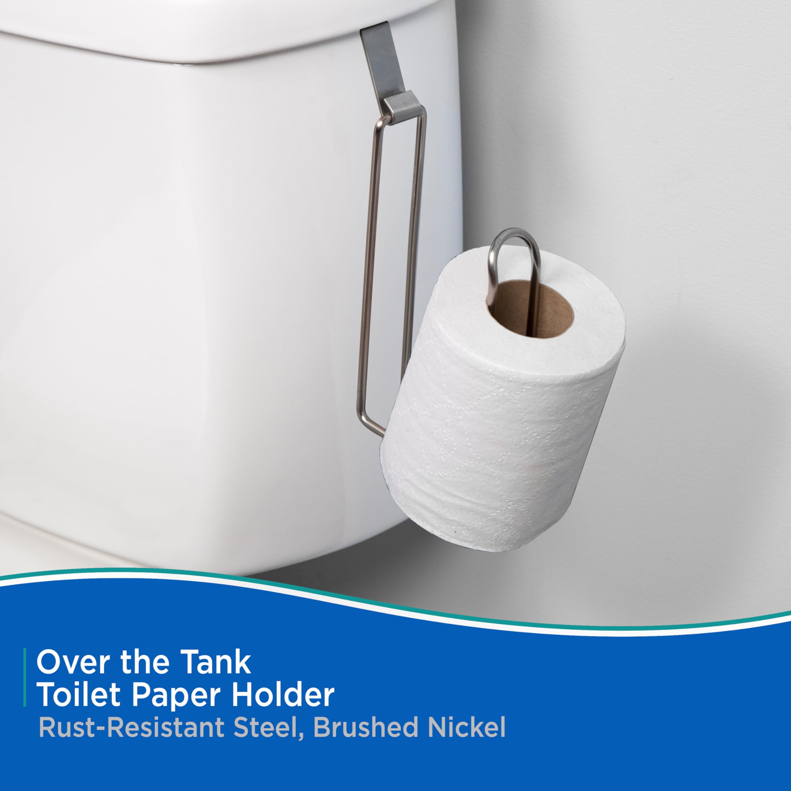 Kenney® Over the Tank Toilet Paper Holder, Brushed Nickel - Image 3