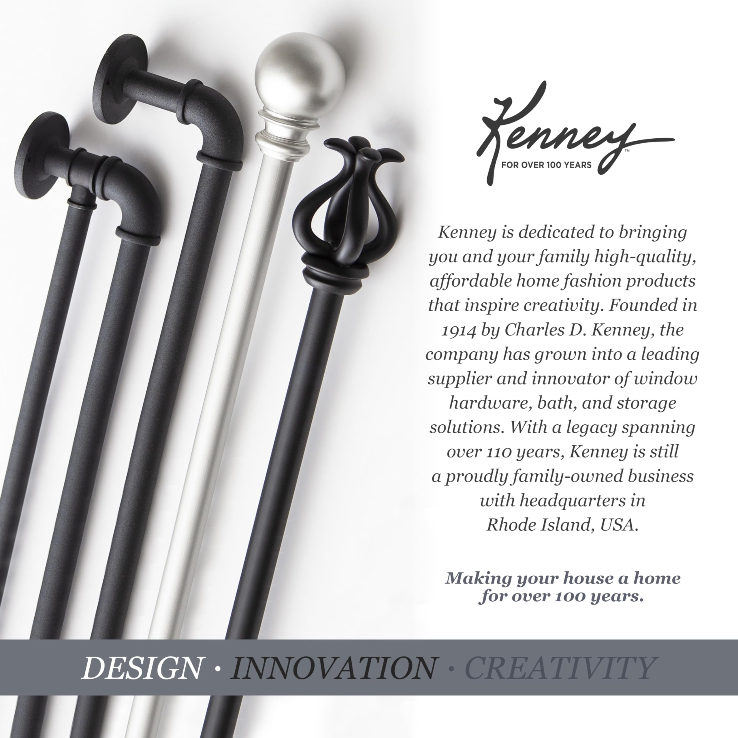 Kenney Nicholas Twist & Fit No Tools Tension Curtain Rod, 48 to 84 Inches, Brushed Nickel Silver Extendable, Easy Install - Image 9
