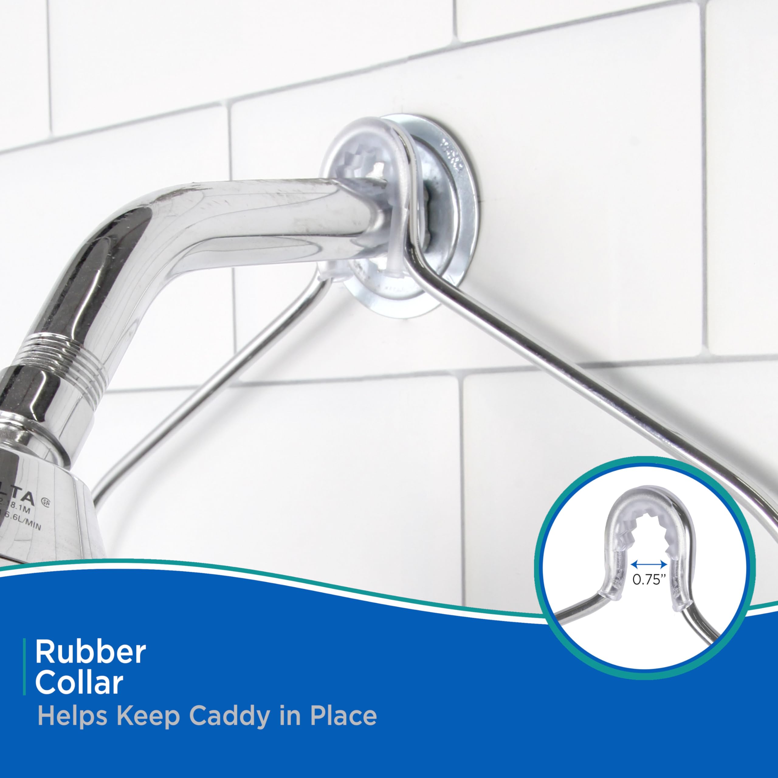 Kenney – Shower Caddy Organizer, Over-the-Showerhead Hanging Design with 2 Rust-Resistant Metal Wire Shelves, Razor Holder & Suction Cups, White - Image 6