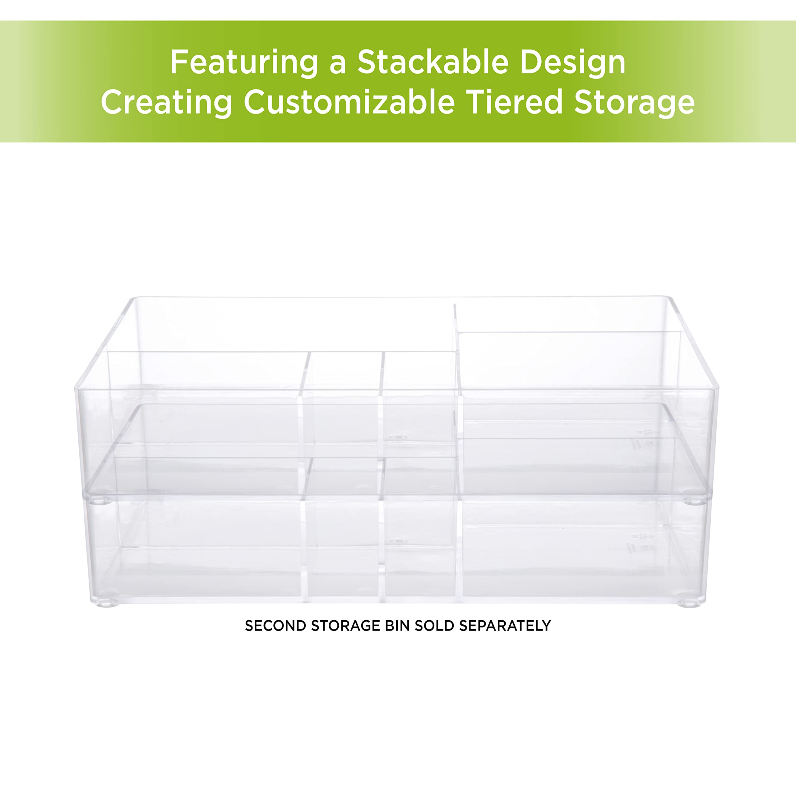 Kenney Storage Made Simple Drawer Organizer Tray, 6 Compartments, Clear - Image 5